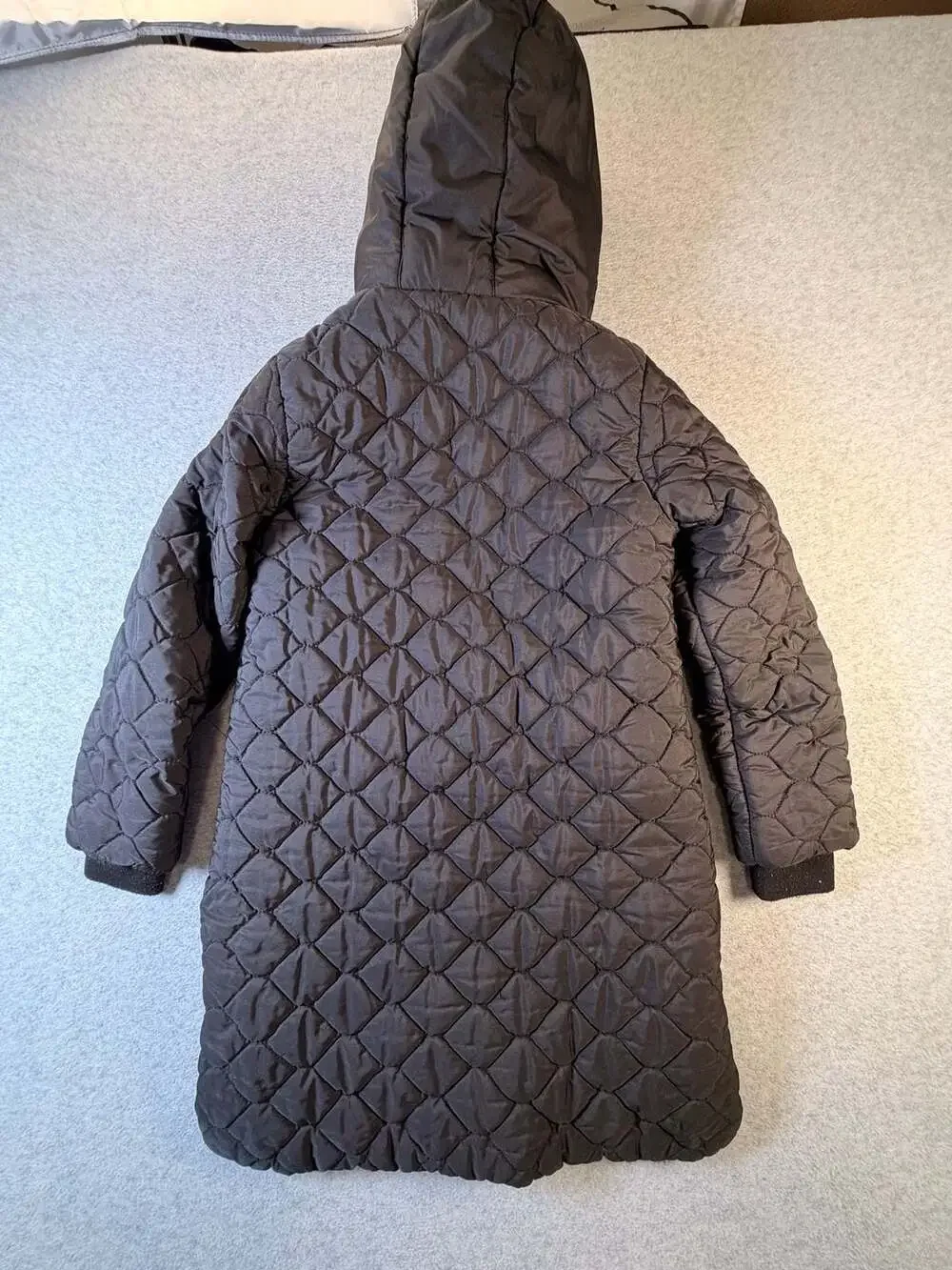 Juicy Couture Quilted Puffer Jacket Size S 7/8 Black Hooded Coat